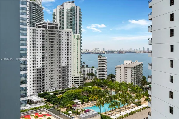 a view of a city with tall buildings