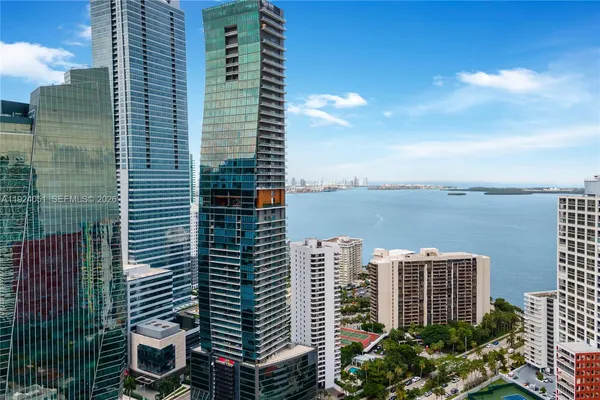 a view of a city with tall buildings