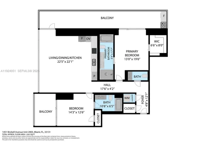 $1,895,000 | 1451 Brickell Avenue, Unit 2003, Miami, FL 33131