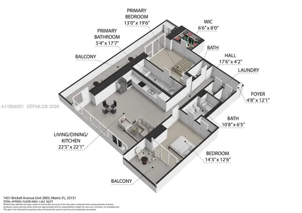 $1,895,000 | 1451 Brickell Avenue, Unit 2003, Miami, FL 33131