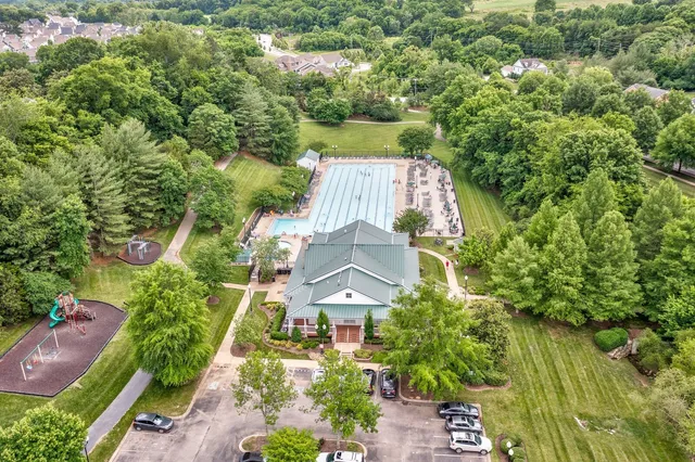 an aerial view of a house