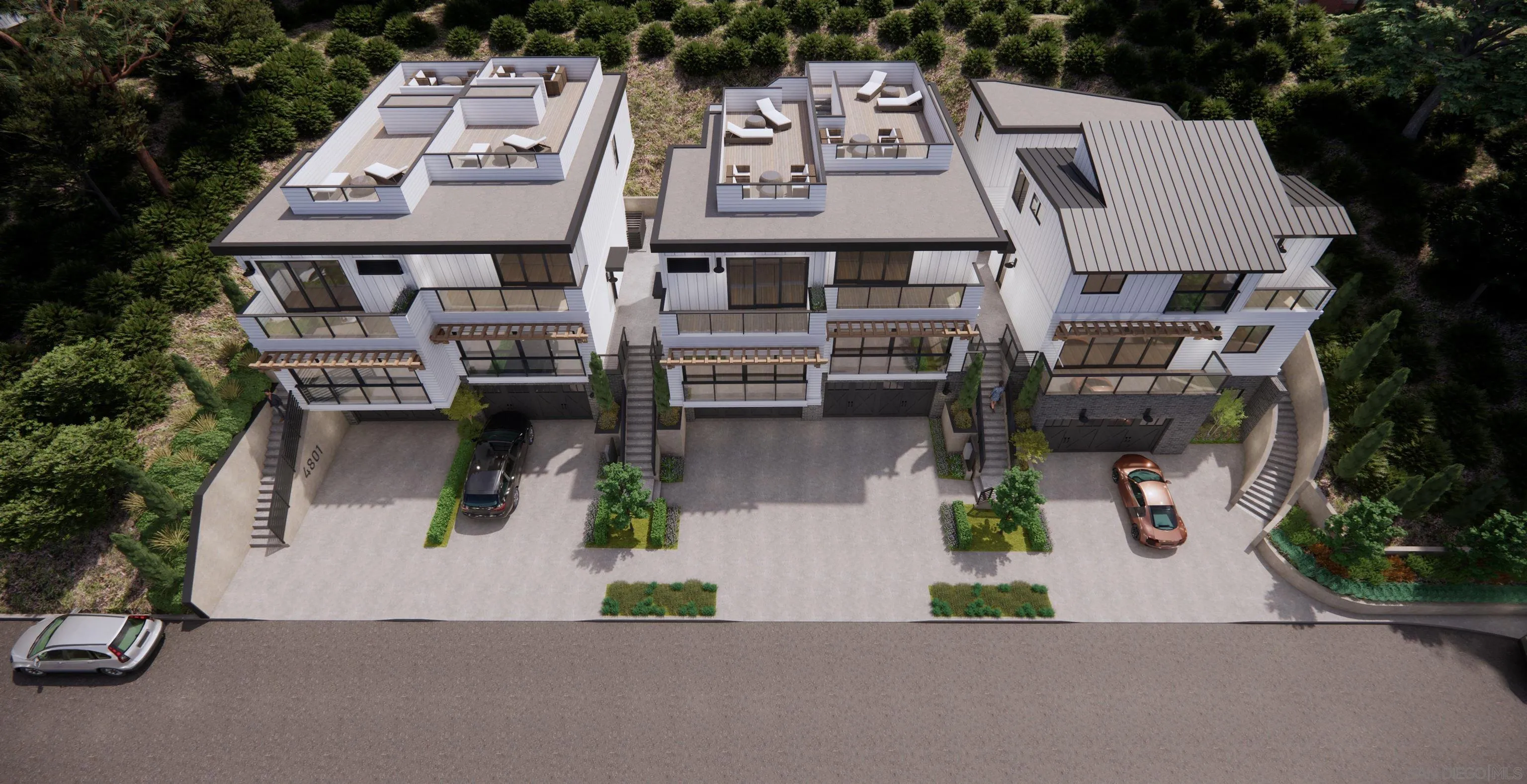 4813-11 Academy (lot 16) San Diego, CA 92109 - Photo 3 of 9 an aerial view of a house with garden and parking