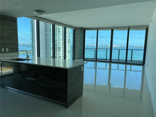 a room with a large window