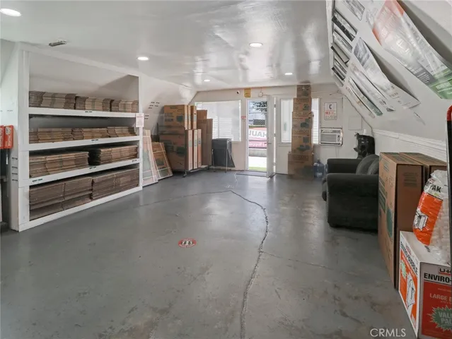a view of a room with shelves