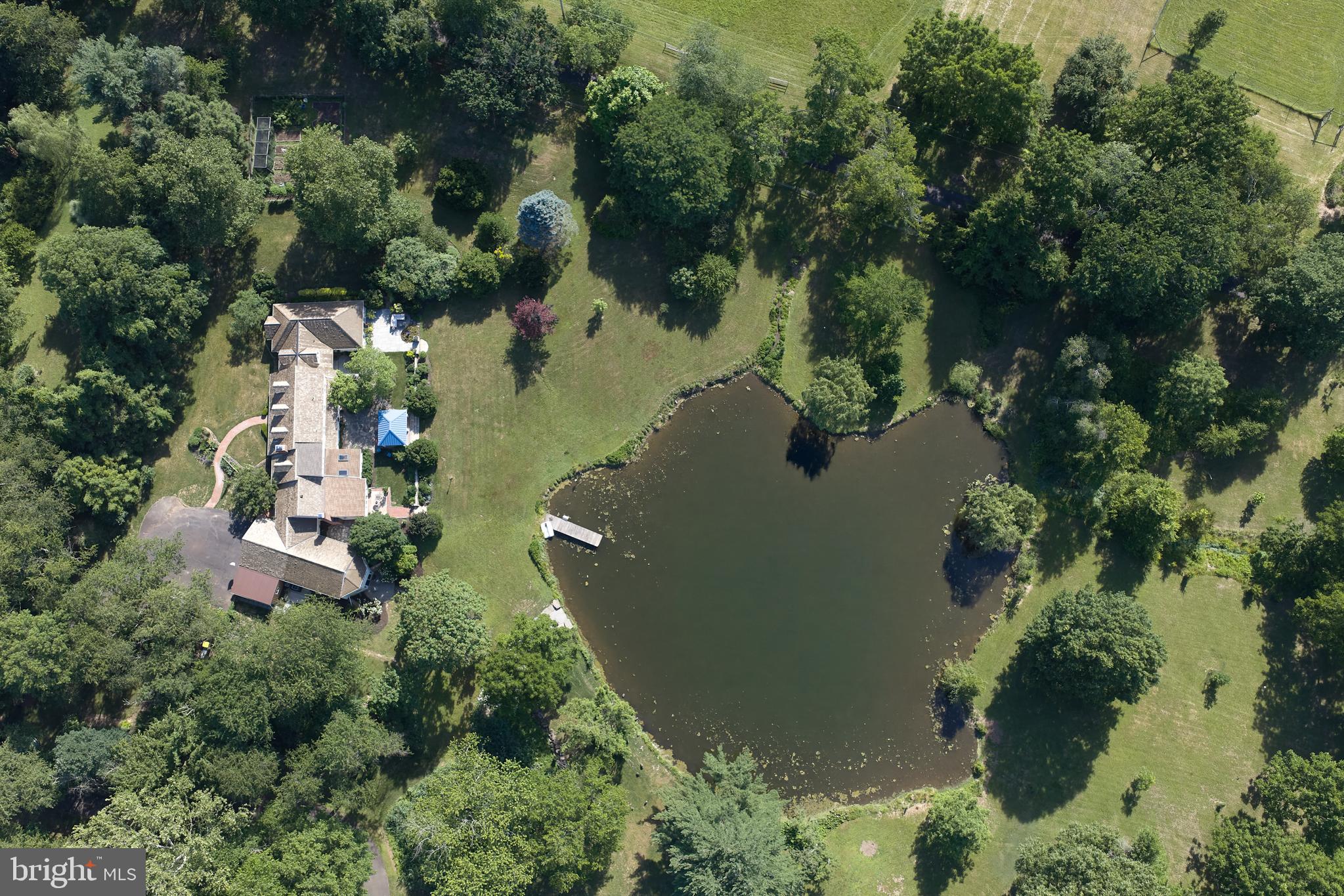 941 Mt Eyre Road Washington Crossing, PA 18977 - Photo 4 of 67 Aerial of house & pond