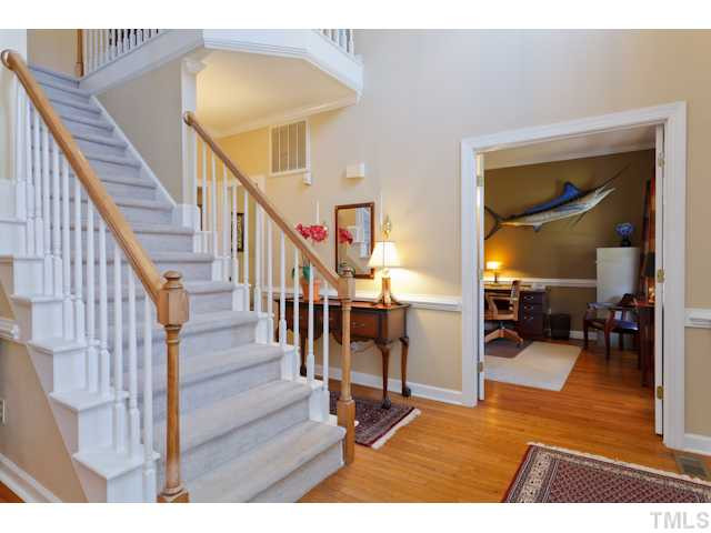 12508 Tappersfield Court Raleigh, NC 27613 - Photo 10 of 25 Spacious Foyer Entry to Welcome Friends and Family into your lovely home! Updated Fixtures, Newer Carpet, & Easy Access to your Private Office. Foyer