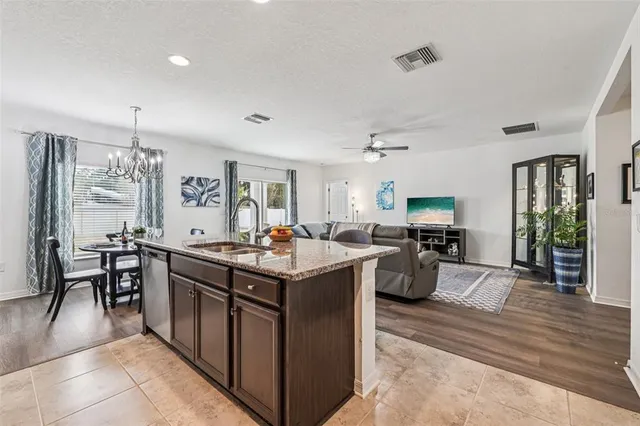 a kitchen with lots of counter top space