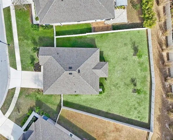 an aerial view of a house