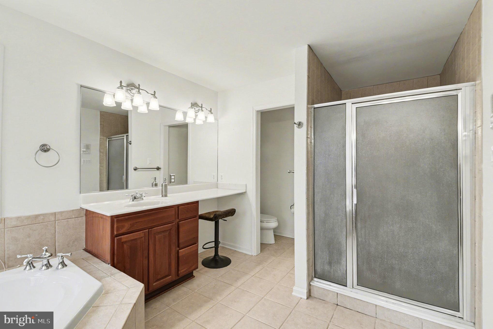 1645 Timber Summit Drive Westminster, MD 21157 - Photo 25 of 52 a bathroom with a double vanity sink mirror and shower