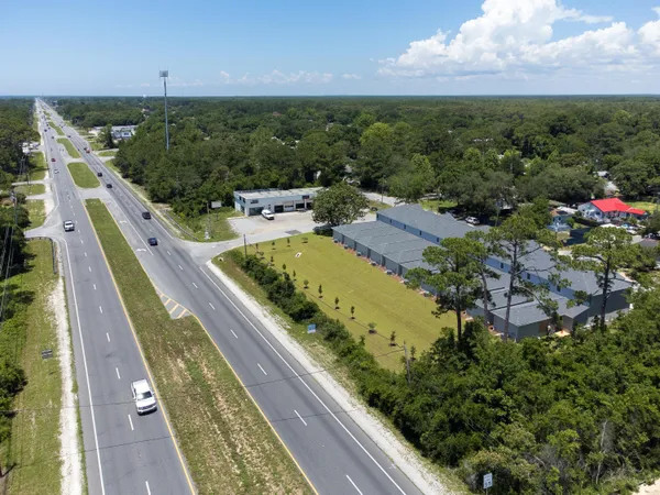 an aerial view of a house