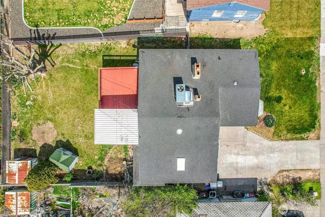 an aerial view of a house