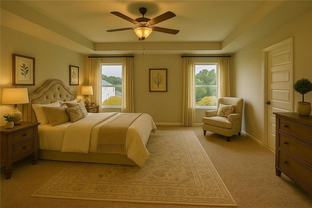 65 Shelby Court Commerce, GA 30529 - Photo 12 of 13 a spacious bedroom with a bed and a couch