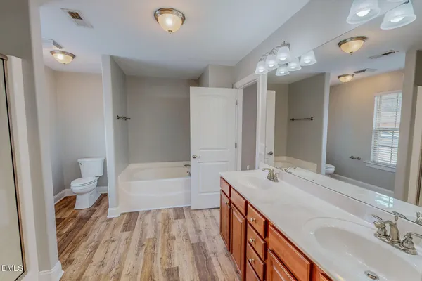 a bathroom with a bathtub