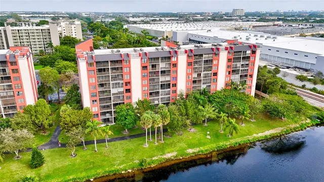 a view of building with yard