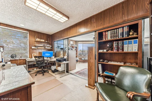 a workspace with furniture