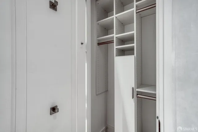 a room with a closet