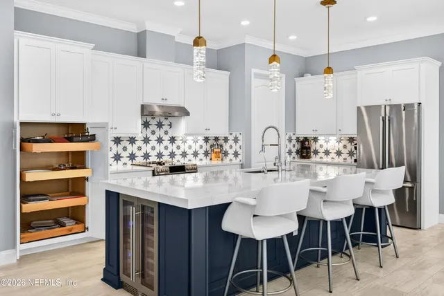 a bedroom with a bed and a night stand