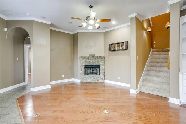 a view of an entryway with a fireplace