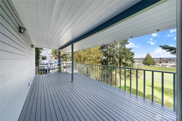 a view of a balcony with lake view
