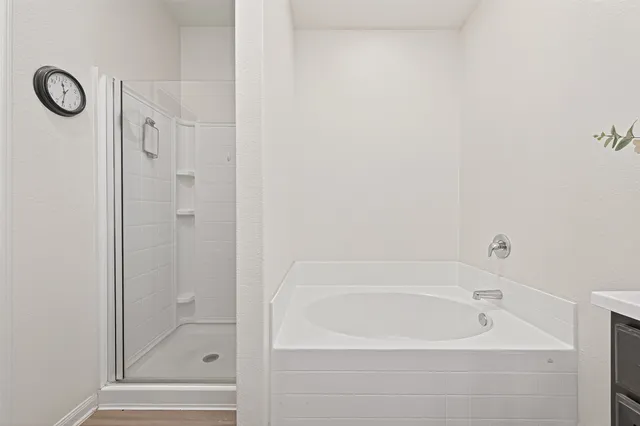 a bathroom with a bathtub