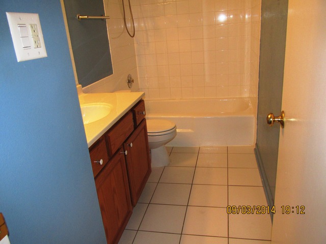 8808 45th Place, Unit 2 Brookfield, IL 60513 - Photo 6 of 10 a bathroom with a granite countertop shower and a toilet