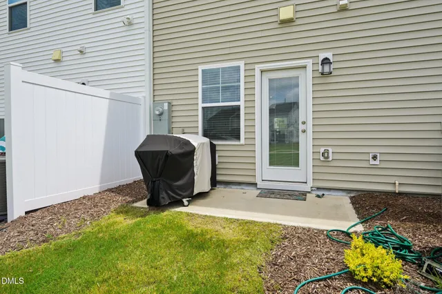 a front view of a house with patio