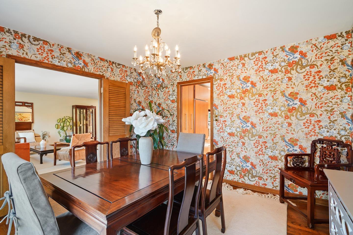 732 Knoll Drive San Carlos, CA 94070 - Photo 15 of 55 a view of a dining room with furniture and chandelier