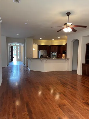 a view of a kitchen and dining room
