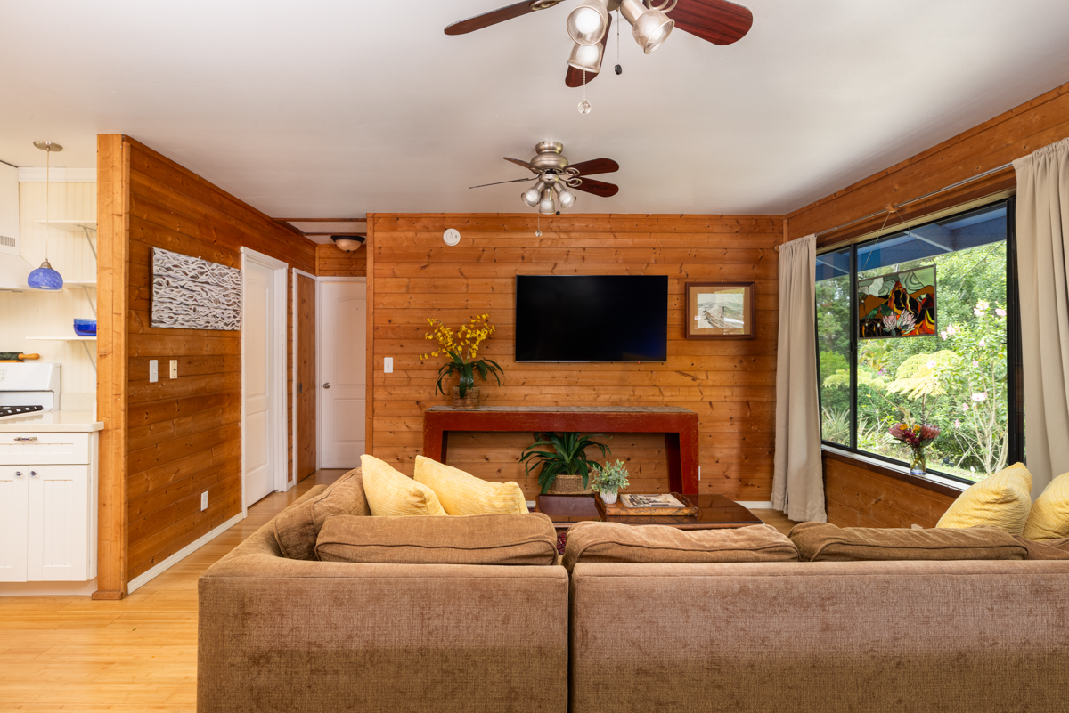 45-1006 Kalehua Road Honokaa, HI 96727 - Photo 6 of 29 a living room with fireplace furniture and a flat screen tv