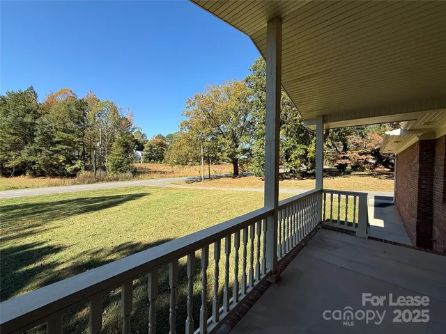 a view of a building from a balcony