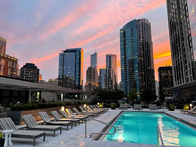 a view of a city with tall buildings