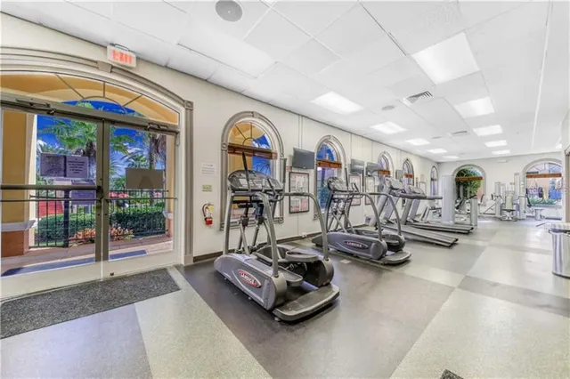a view of a room with gym equipment