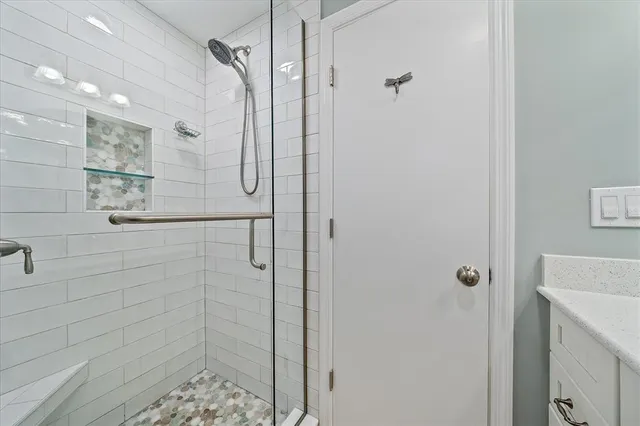 a bathroom with a shower