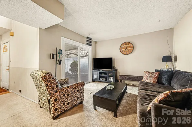 a living room with furniture a rug and a flat screen tv