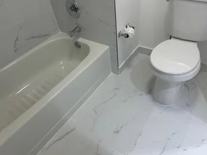 a bathroom with a toilet and a bathtub