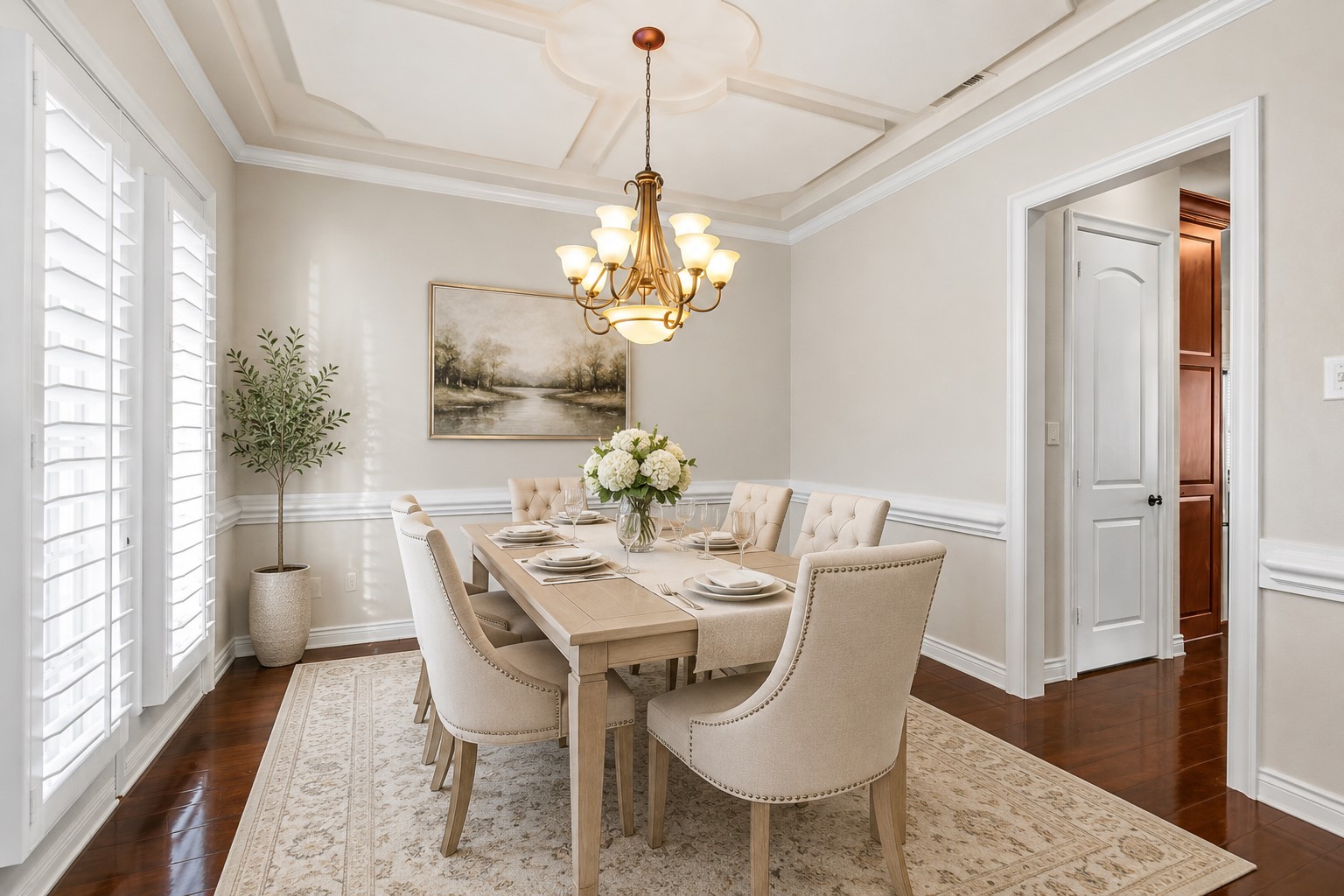 4315 Sanctuary Halls Spring, TX 77388 - Photo 6 of 50 a dining room with furniture a chandelier and wooden floor