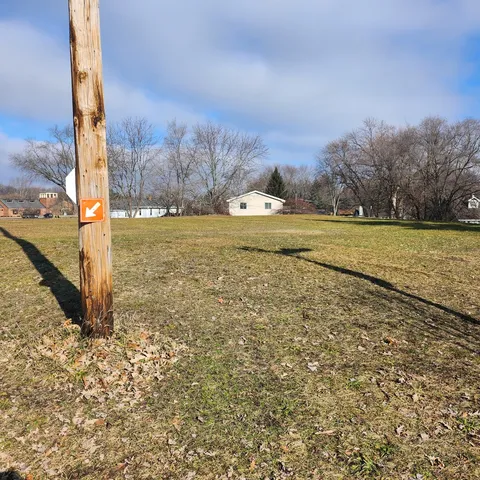 a view of a yard with an trees