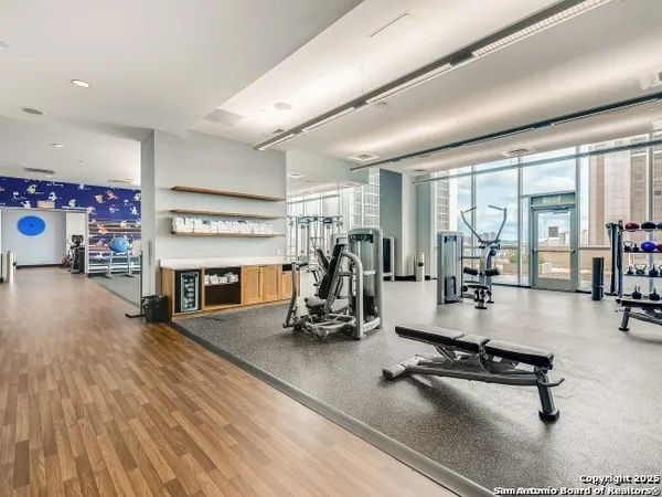a view of a room with gym equipment