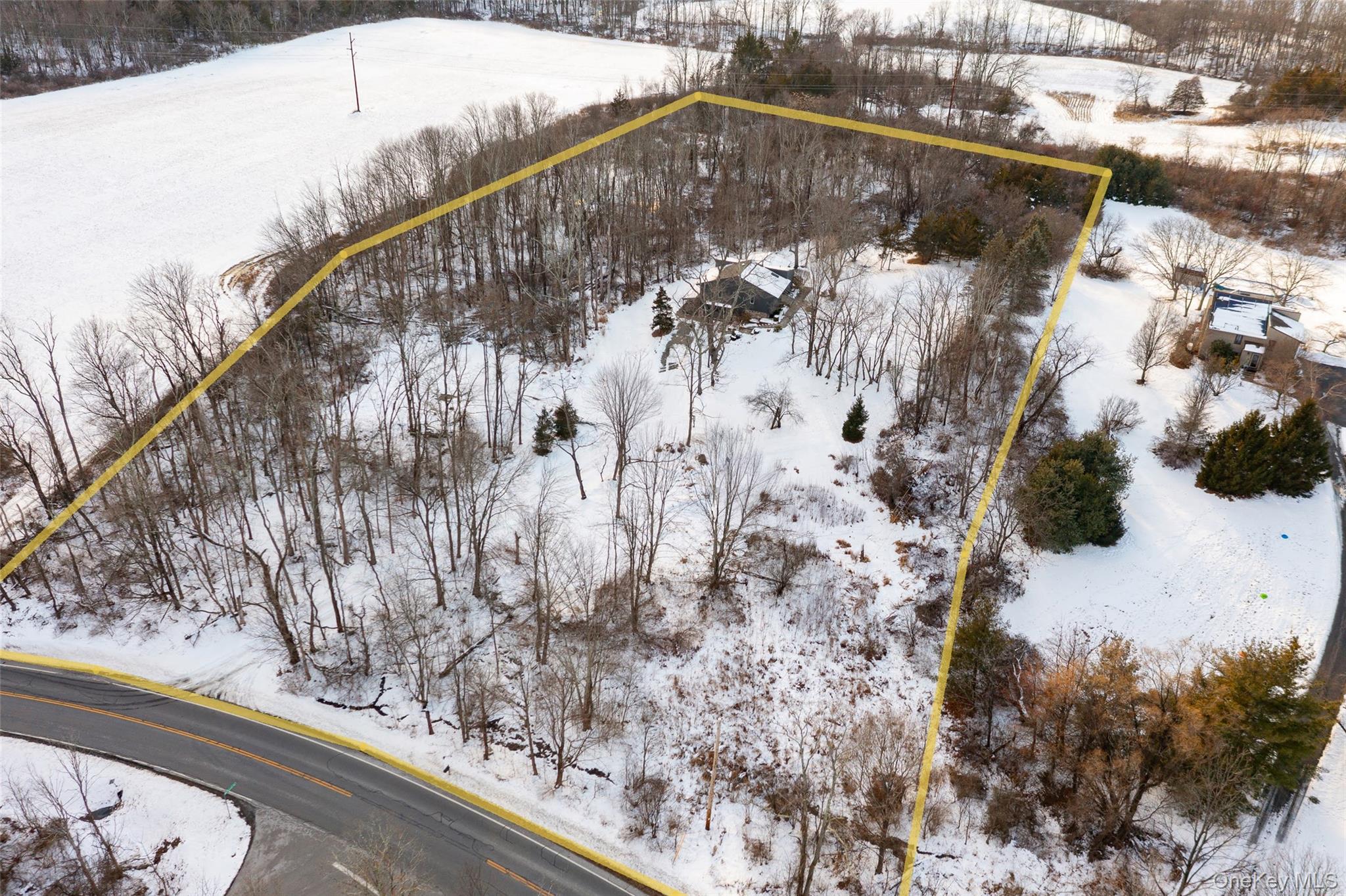 261 Freedom Road Pleasant Valley, NY 12569 - Photo 45 of 50 Snowy aerial view with property parcel outlined