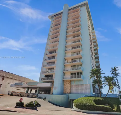 a front view of a multi story building