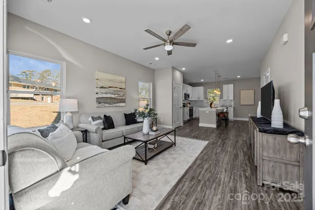 a living room with furniture