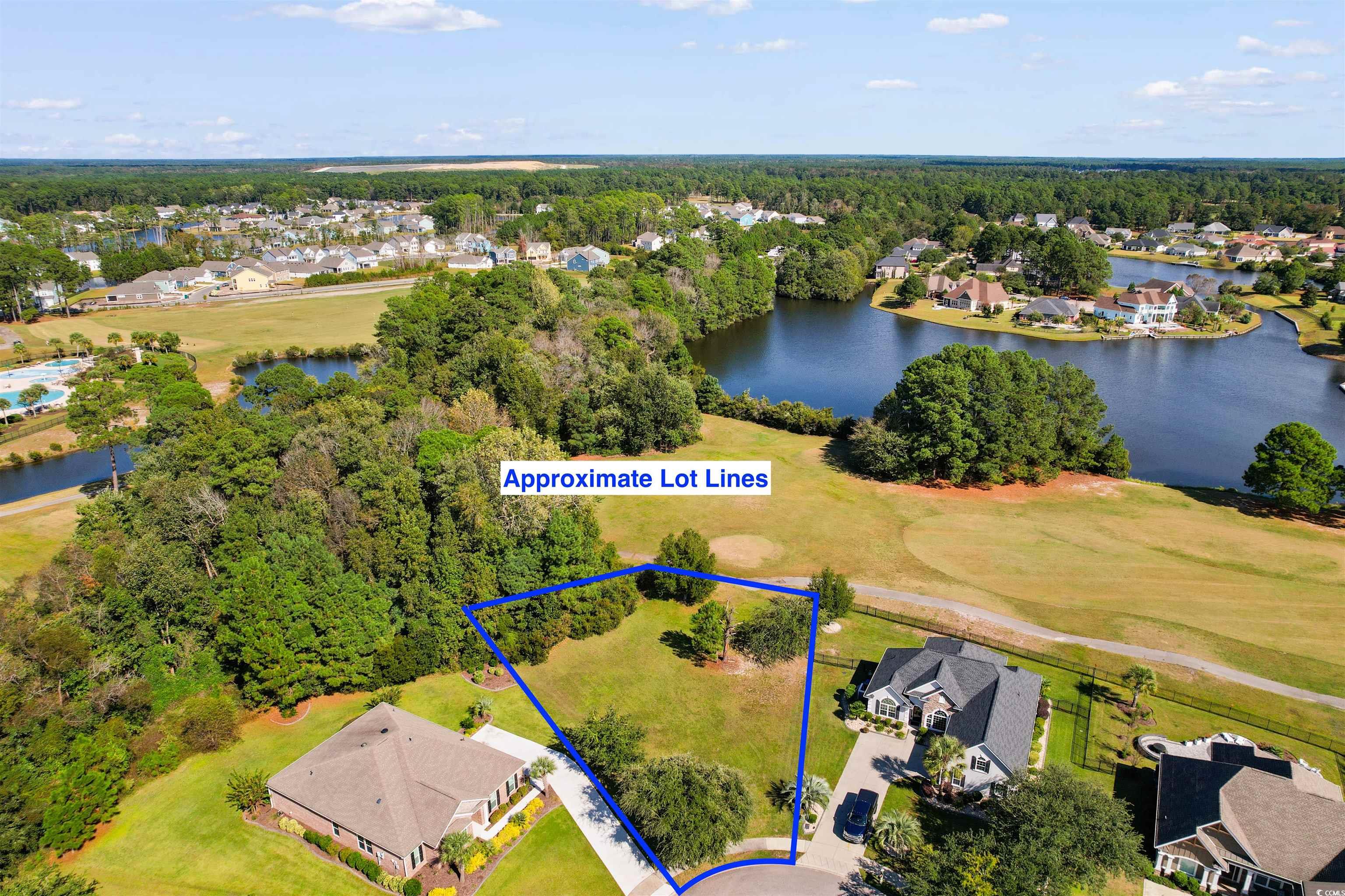 1005 Whooping Crane Drive Conway, SC 29526 - Photo 9 of 35 Aerial view of residential area featuring a nearby body of water and property boundaries highlighted