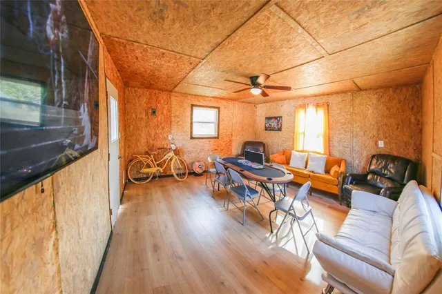 a living room with a couch and a table