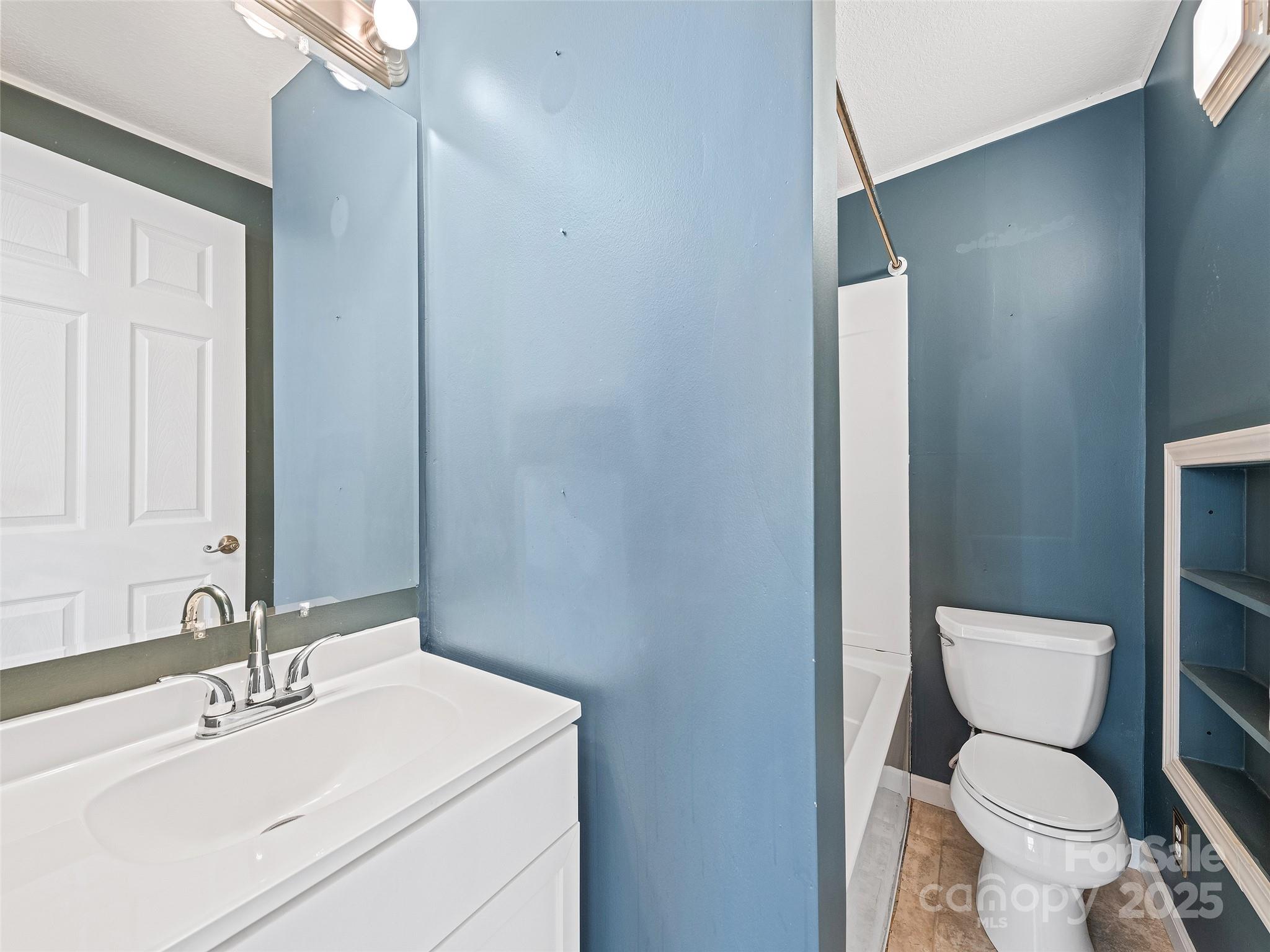 93 Merry Way Clyde, NC 28721 - Photo 17 of 24 a bathroom with a toilet sink and mirror