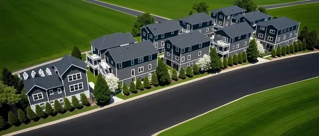 an aerial view of a house