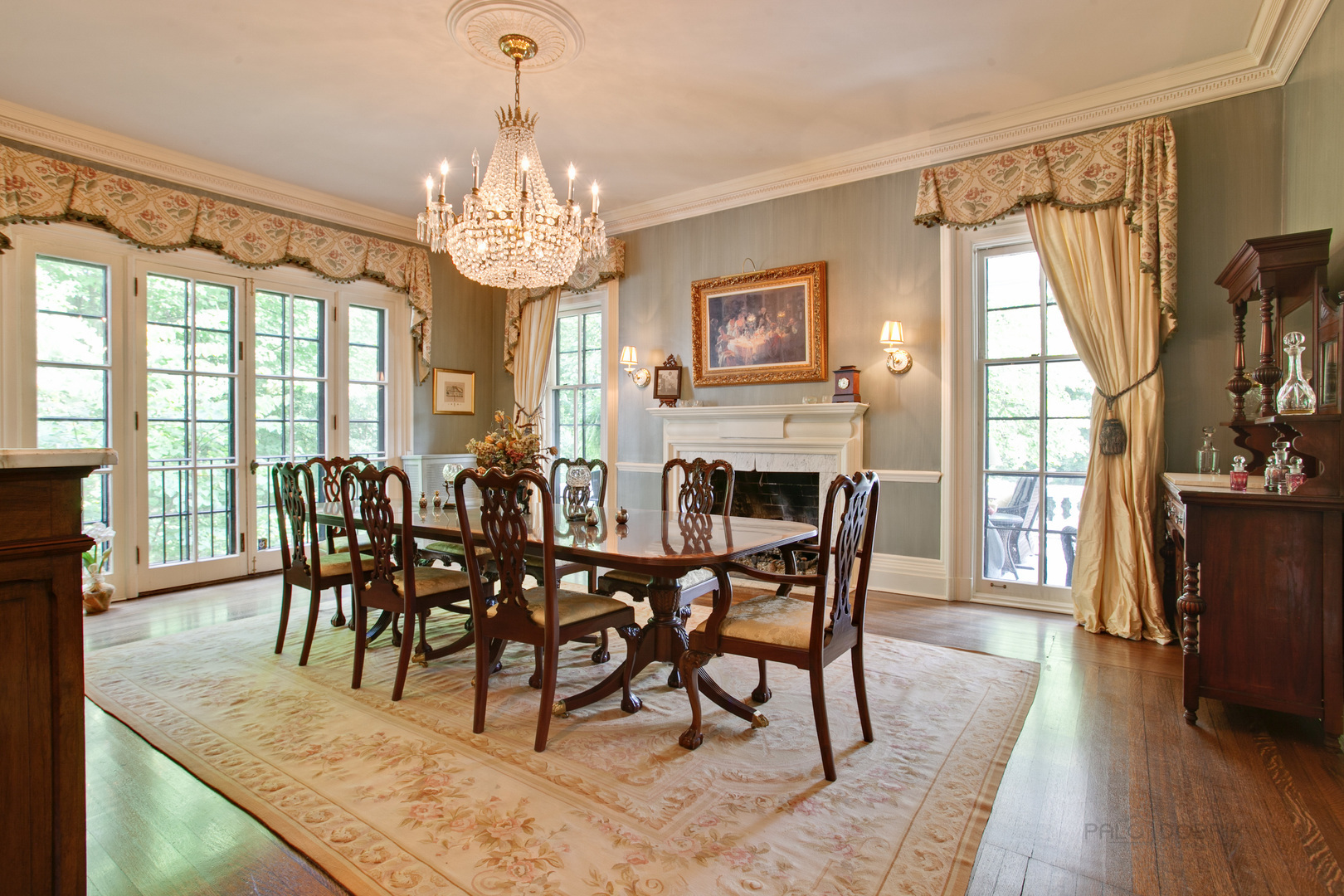 644 East Deerpath Road Lake Forest, IL 60045 - Photo 14 of 48 a view of a dining room with furniture window and wooden floor