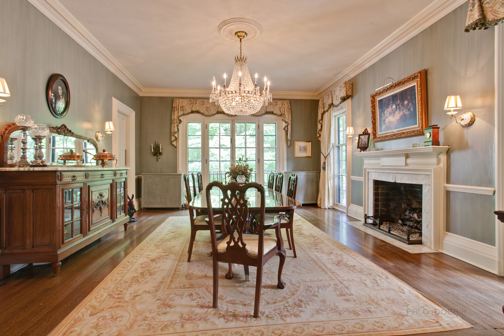 644 East Deerpath Road Lake Forest, IL 60045 - Photo 15 of 48 a view of a dining room with furniture window and wooden floor