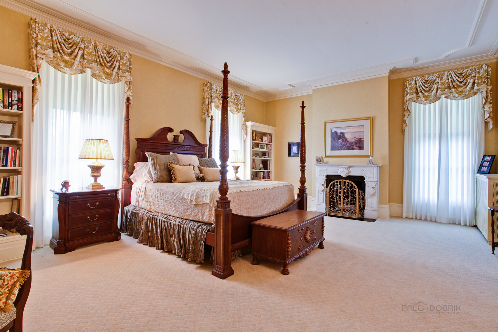 644 East Deerpath Road Lake Forest, IL 60045 - Photo 27 of 48 a bedroom with furniture fireplace and window