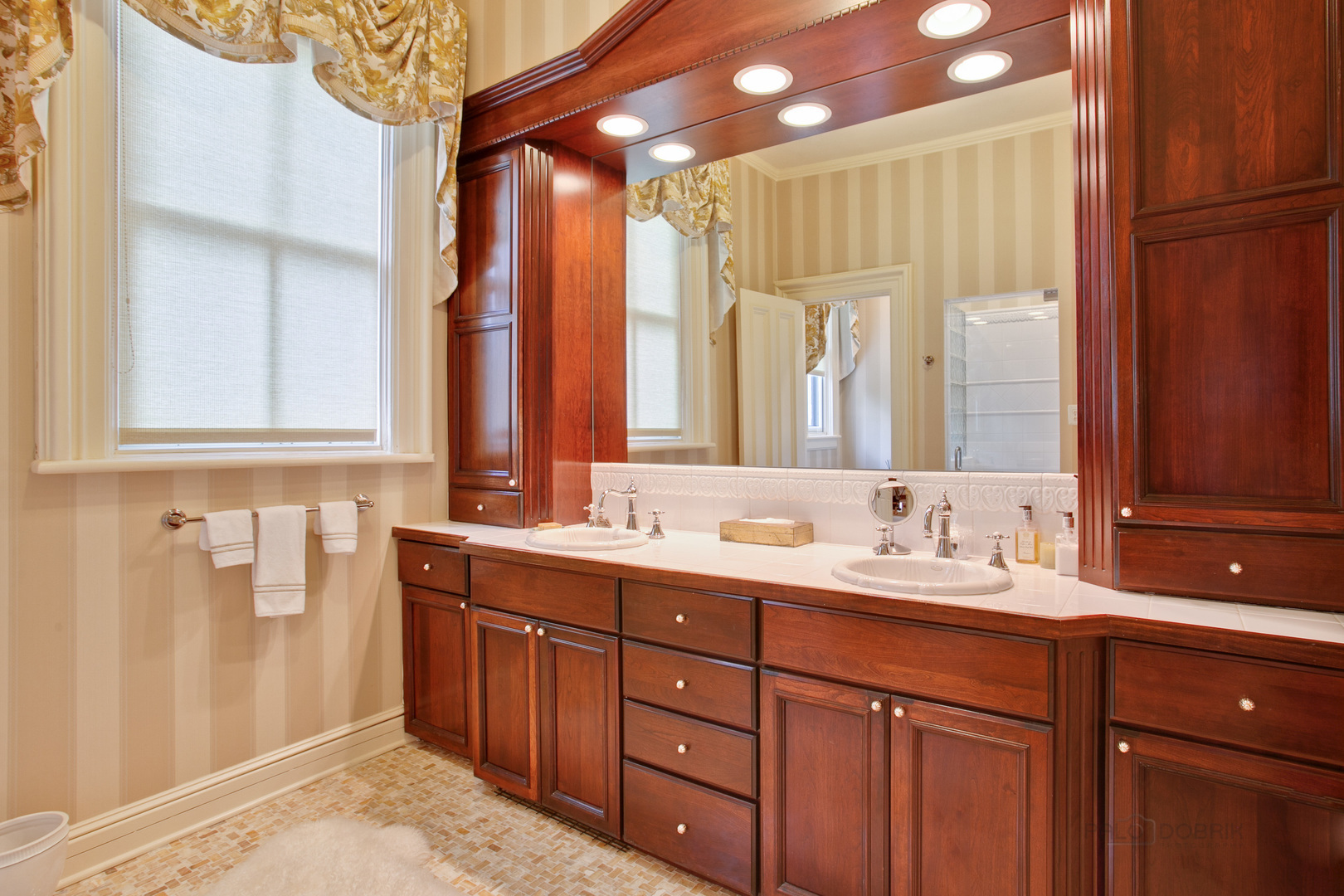 644 East Deerpath Road Lake Forest, IL 60045 - Photo 28 of 48 a bathroom with a double vanity sink and a mirror