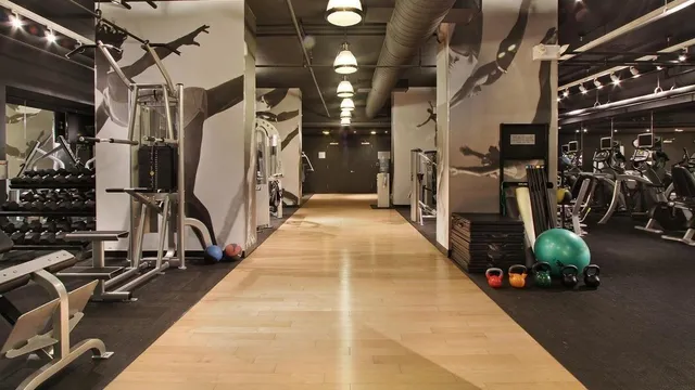 a view of a room with gym equipment